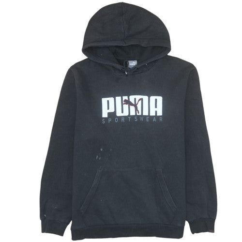 Puma Men's Black Pullover Hoodie L Logo Sports Fleece Sweatshirt
