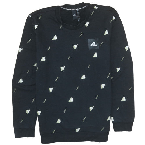 Adidas Men's Black Crew Neck Sweatshirt Size L Cotton Blend Graphic Print