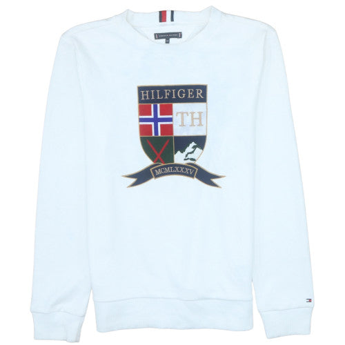 Tommy Hilfiger Boys White Pullover Crew Neck Graphic Sweatshirt Size 164