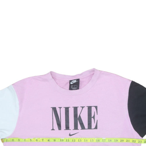 Nike Women's Pink Colourblock Crew Neck Pullover Sweatshirt M
