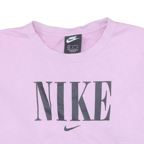 Nike Women's Pink Colourblock Crew Neck Pullover Sweatshirt M