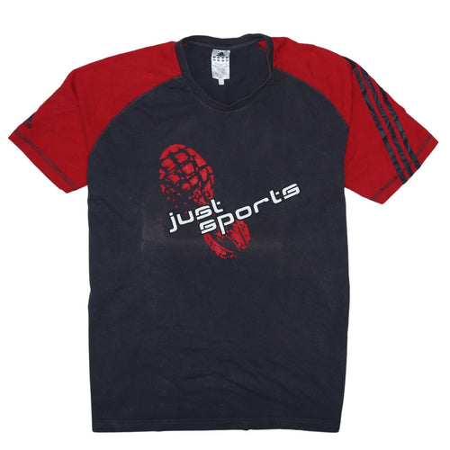 Adidas Men's XL Red Navy Just Sports Graphic T-Shirt Crew Neck
