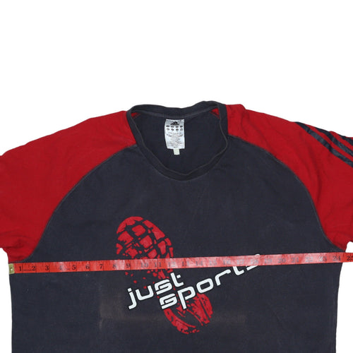 Adidas Men's XL Red Navy Just Sports Graphic T-Shirt Crew Neck