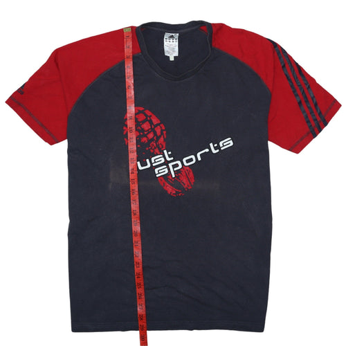 Adidas Men's XL Red Navy Just Sports Graphic T-Shirt Crew Neck