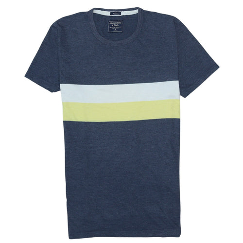 Abercrombie & Fitch Men's Blue Stripe Crew Neck Muscle Fit T-Shirt Size M