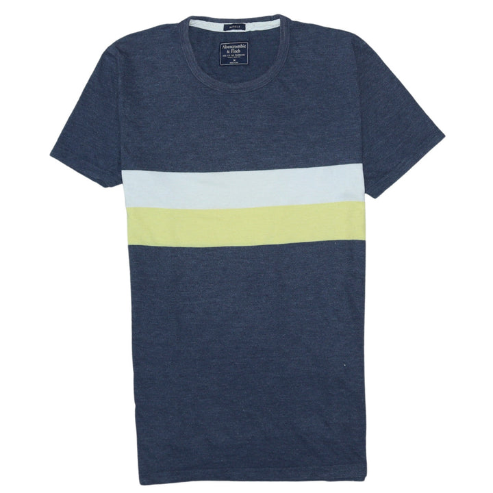 Abercrombie & Fitch Men's Blue Stripe Crew Neck Muscle Fit T-Shirt Size M
