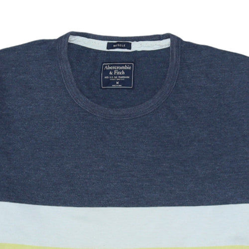 Abercrombie & Fitch Men's Blue Stripe Crew Neck Muscle Fit T-Shirt Size M