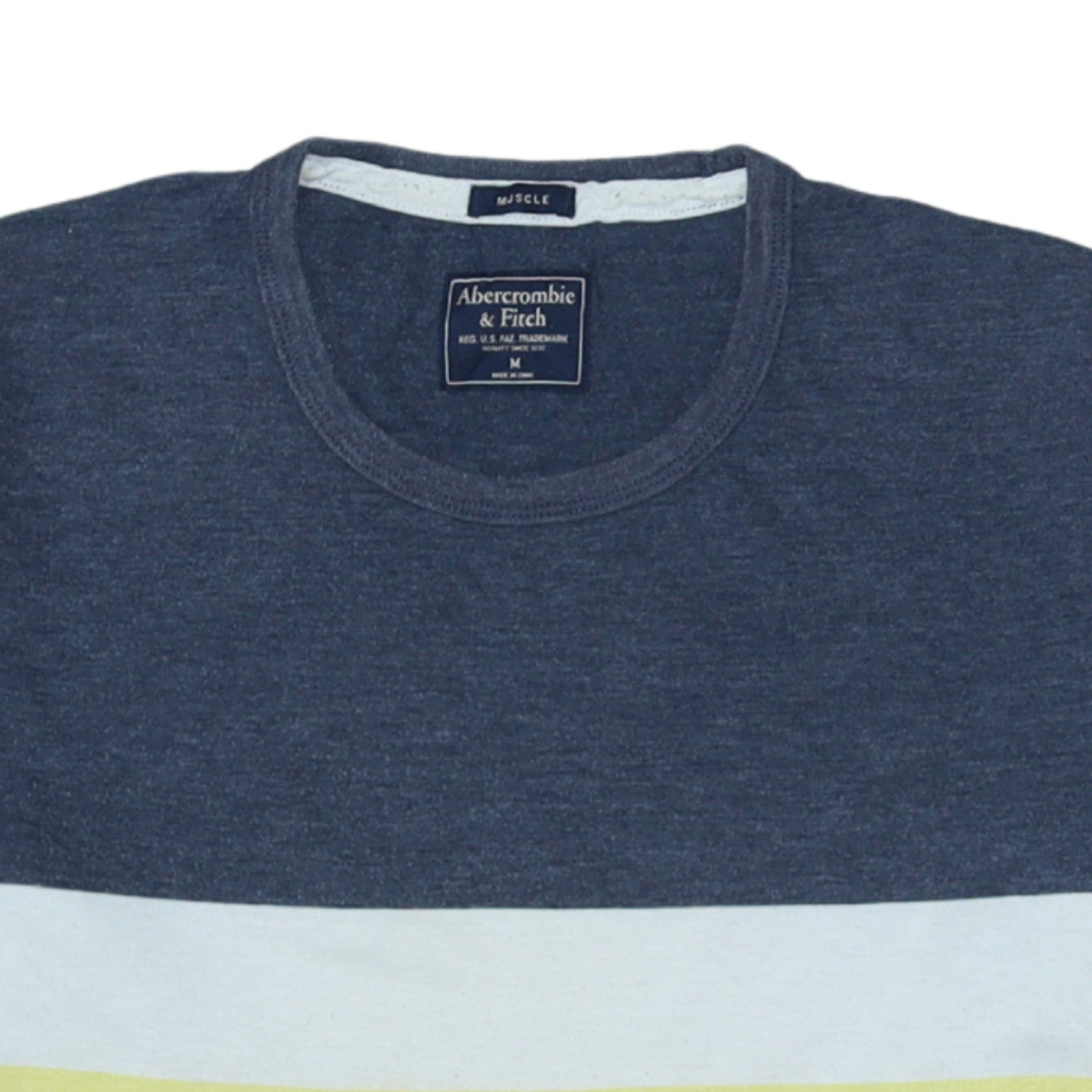 Abercrombie & Fitch Men's Blue Stripe Crew Neck Muscle Fit T-Shirt Size M