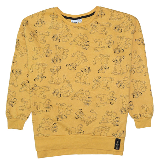 Disney Women’s Yellow Lion King Sweatshirt M 12/14 Crew Neck Pullover