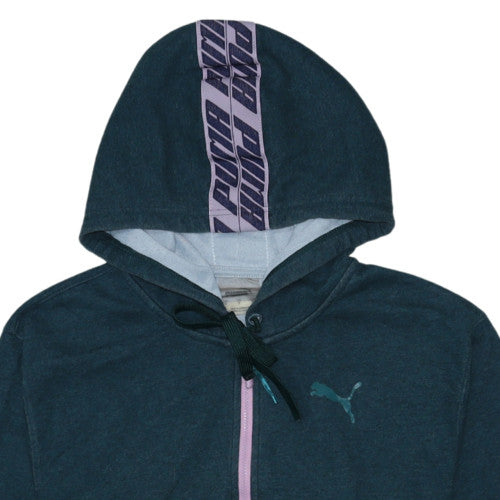 Puma Womens Blue 1/4 Zip Hooded Pullover Sweatshirt Size S
