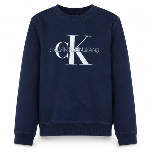 Calvin Klein Jeans Boys Navy Blue Logo Crew Neck Sweatshirt Size 16