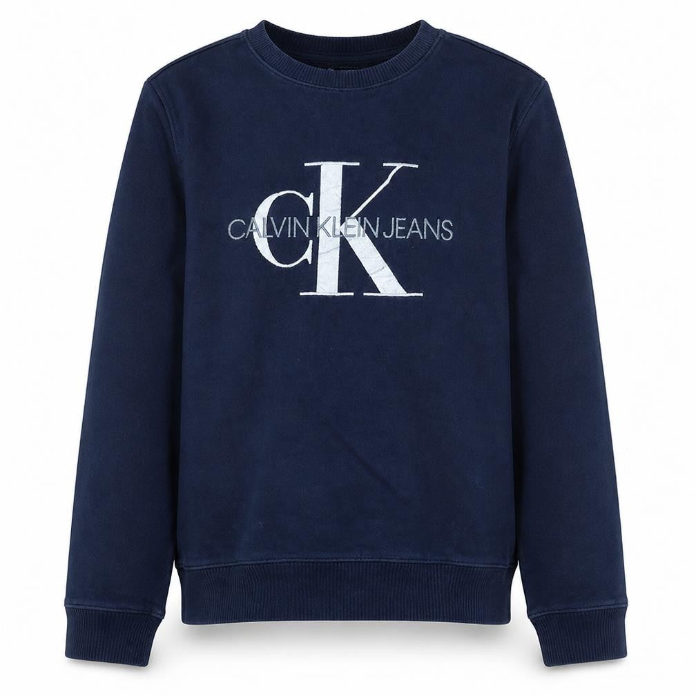Calvin Klein Jeans Boys Navy Blue Logo Crew Neck Sweatshirt Size 16
