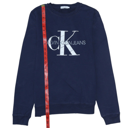 Calvin Klein Jeans Boys Navy Blue Logo Crew Neck Sweatshirt Size 16