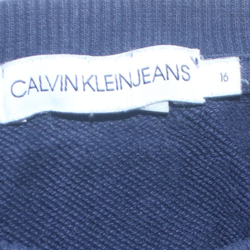 Calvin Klein Jeans Boys Navy Blue Logo Crew Neck Sweatshirt Size 16