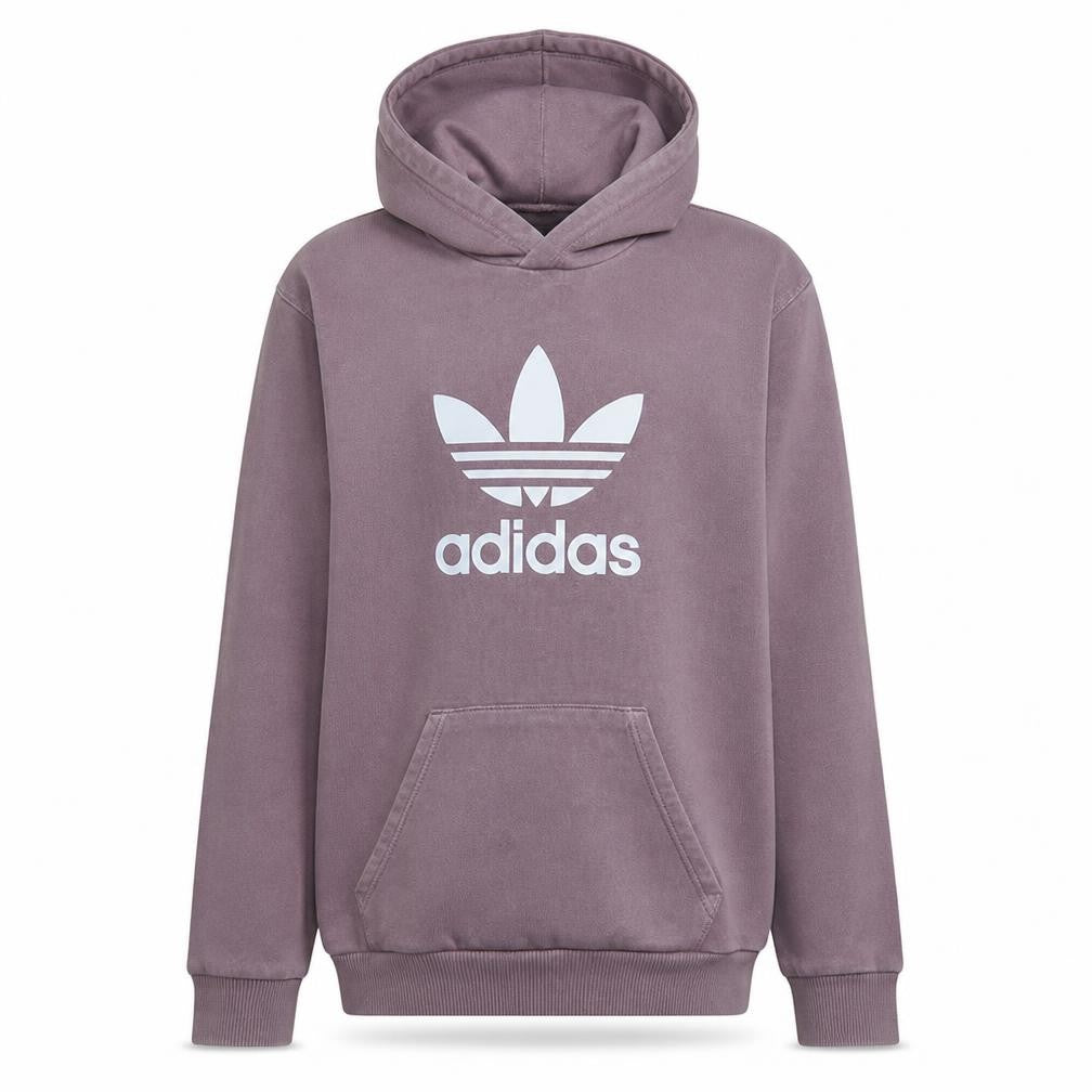 Front view of adidas men’s purple pullover hoodie m logo fleece sweatshirt