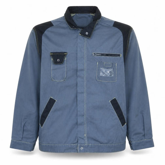 Front view of DMD Corporate men’s grey workwear jacket cotton blend t2