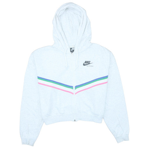 Nike Womens White Full Zip Hoodie Sweatshirt Medium Sportswear Logo