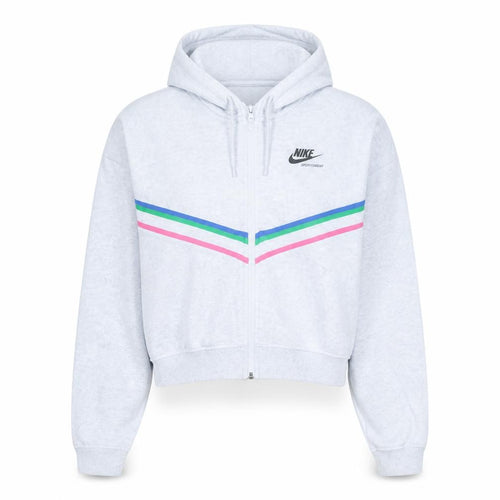 Nike Womens White Full Zip Hoodie Sweatshirt Medium Sportswear Logo