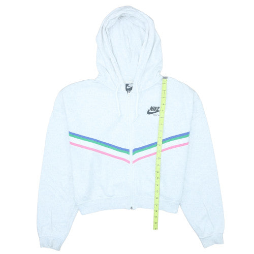 Nike Womens White Full Zip Hoodie Sweatshirt Medium Sportswear Logo