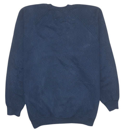 Russell Mens Navy Sweatshirt L Crew Neck Embroidered Fleece Classic