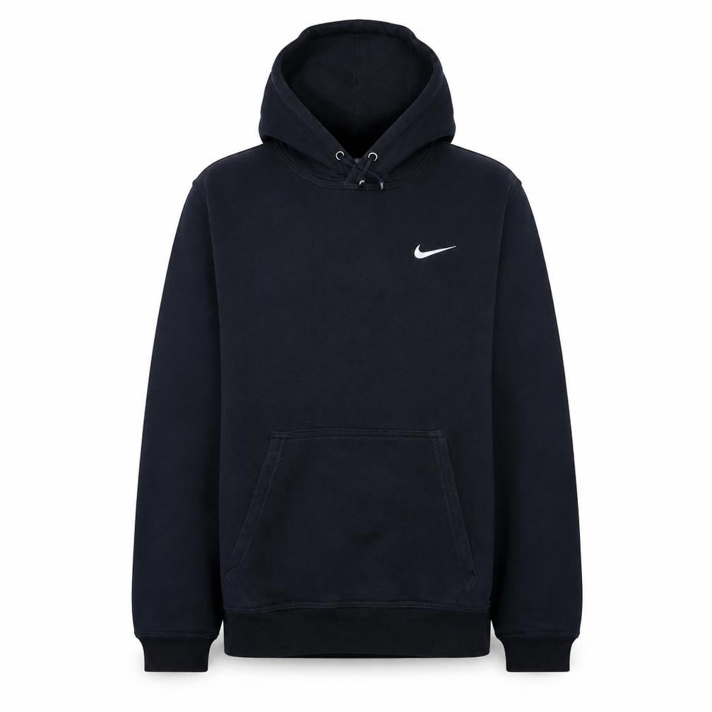 Front view of Nike men’s black pullover hoodie small fleece sportswear