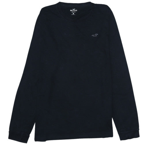 Hollister Mens Black Long Sleeve Cotton Crew Neck T-Shirt Size M