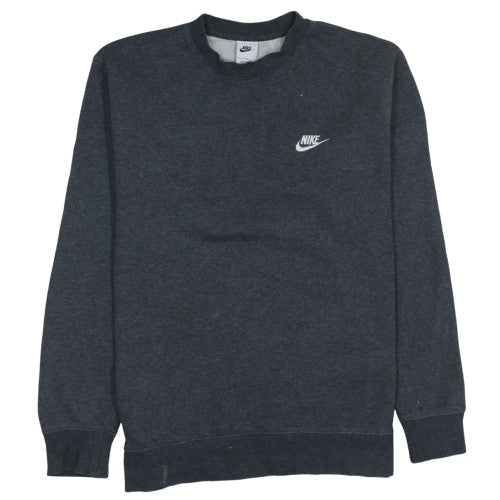 Nike Mens Grey Pullover Sweatshirt L Regular Fit Crew Neck Logo