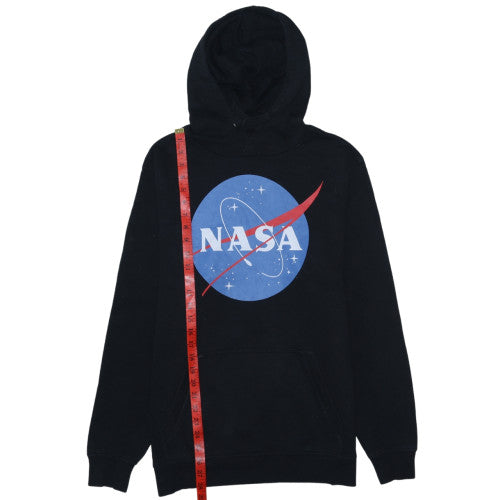 NASA Mens Black Pullover Hoodie L Logo Fleece Long Sleeve