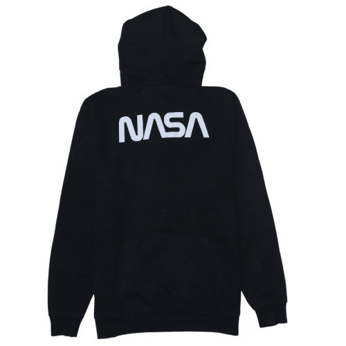 NASA Mens Black Pullover Hoodie L Logo Fleece Long Sleeve
