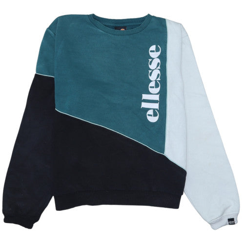Ellesse Womens Colourblock Blue Sweatshirt UK 14 Cotton Blend