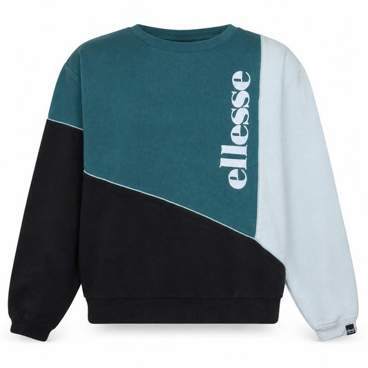 Front view of Ellesse women’s colourblock blue sweatshirt uk 14 cotton blend