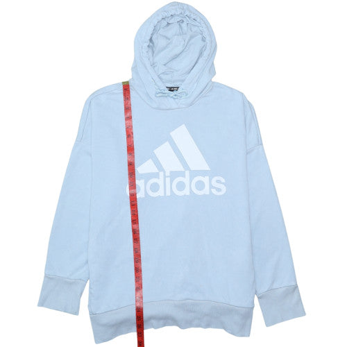 Adidas Womens Light Blue Pullover Hoodie Size L Logo Cotton Blend