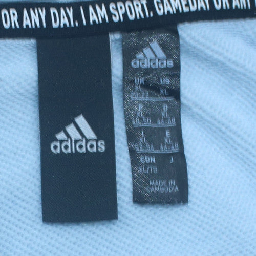 Adidas Womens Light Blue Pullover Hoodie Size L Logo Cotton Blend