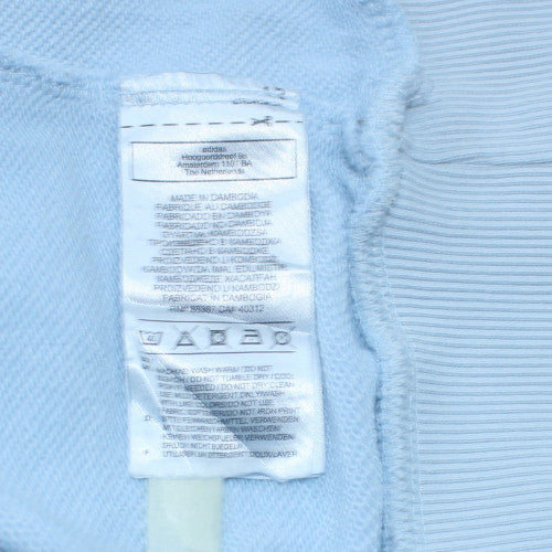 Adidas Womens Light Blue Pullover Hoodie Size L Logo Cotton Blend