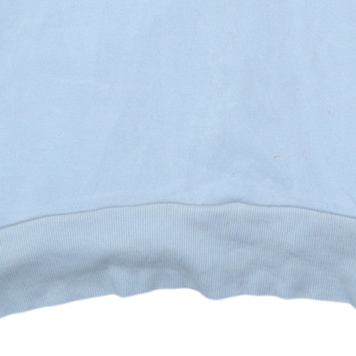 Adidas Womens Light Blue Pullover Hoodie Size L Logo Cotton Blend