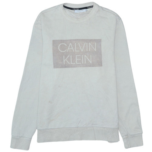 Calvin Klein Men Beige Logo Pullover Sweatshirt M Regular Fit