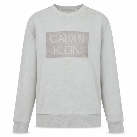 Front view of Calvin Klein Men Beige Logo Pullover Sweatshirt M Regular Fit