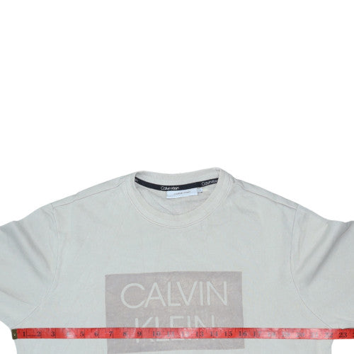Calvin Klein Men Beige Logo Pullover Sweatshirt M Regular Fit