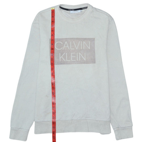 Calvin Klein Men Beige Logo Pullover Sweatshirt M Regular Fit