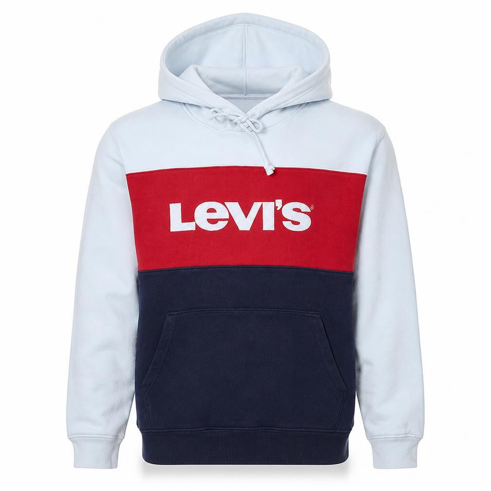 Front view of Levi's men’s multicoloured small pullover hoodie with logo print