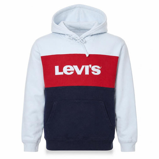Front view of Levi's men’s multicoloured small pullover hoodie with logo print