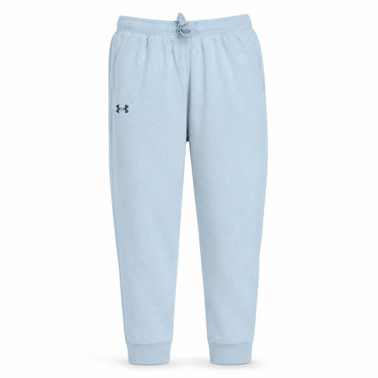 Front view of Under Armour boys’ blue jogger sweatpants size yxl 158-166cm elastic waist