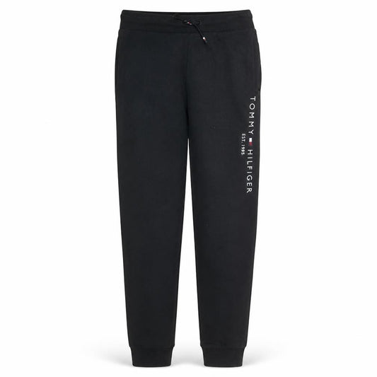Front view of Tommy Hilfiger women’s black cotton jogger sweatpants, size UK 14