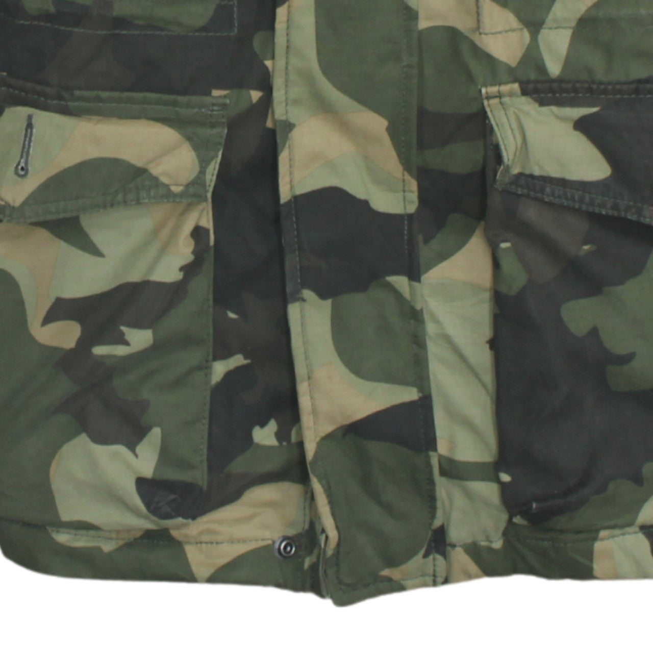 Tom Tailor Mens Green Camouflage Parka Jacket Size S Cotton Blend