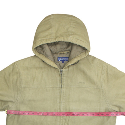 Review Base Men's Beige Hooded Cotton Full Zip Jacket M
