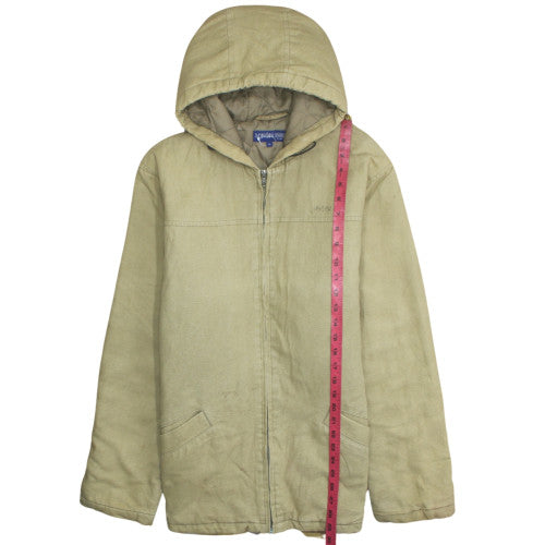 Review Base Men's Beige Hooded Cotton Full Zip Jacket M