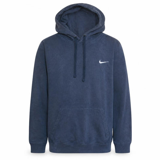 Front view of Nike Men's Blue Pullover Hoodie Small Fleece Cotton Blend