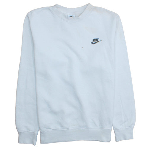 Nike Men's White Pullover Sweatshirt Small Logo Crew Neck
