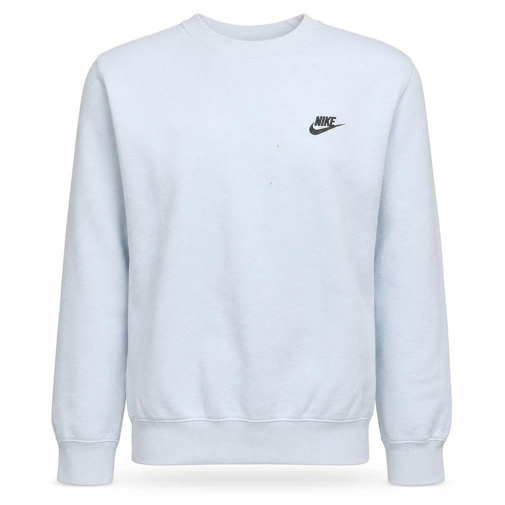 Front view of Nike Men's White Pullover Sweatshirt Small Logo Crew Neck