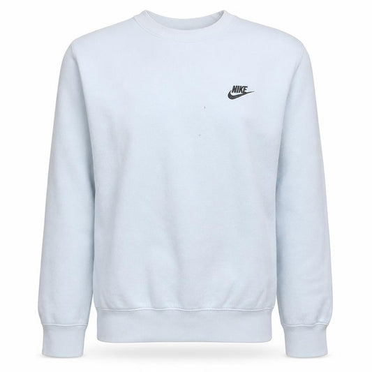Front view of Nike Men's White Pullover Sweatshirt Small Logo Crew Neck